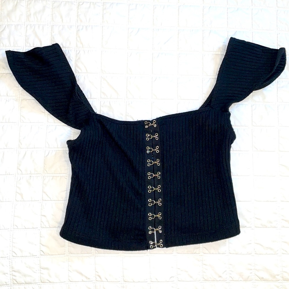 Blue Life black crop top with SHW